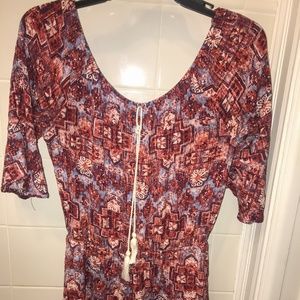 Off-shoulder patterned Romper